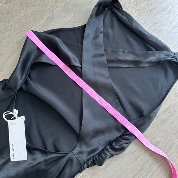 Reformation Casette silk dress black midi open back size 2 - with tags - Picture 9 of 10